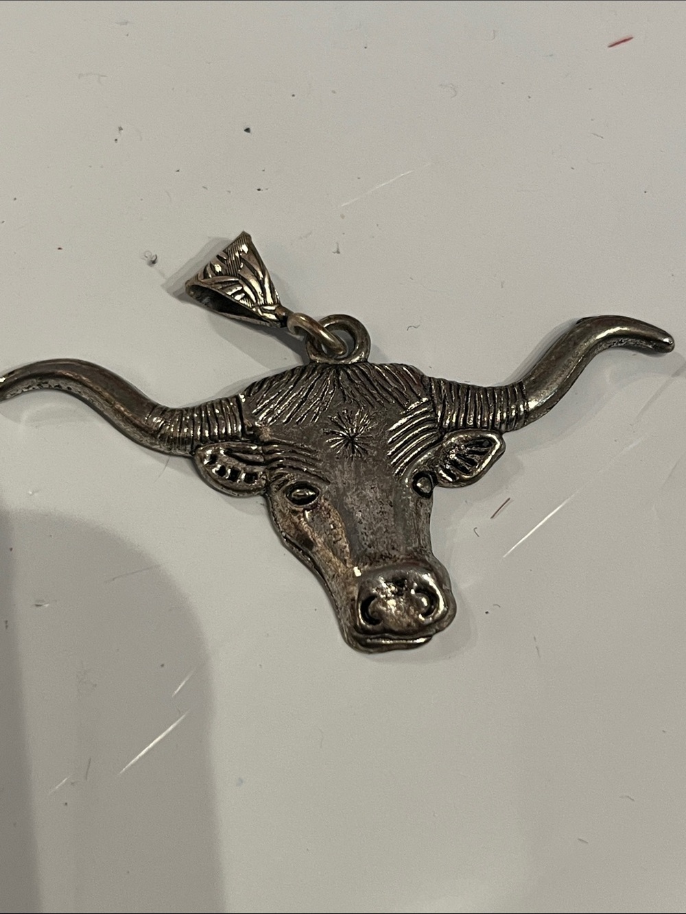 LONGHORN BULL SILVERTONE pendant